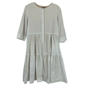 Apparalel Crisp Cotton Gathered Dress 3/4 Sleeve